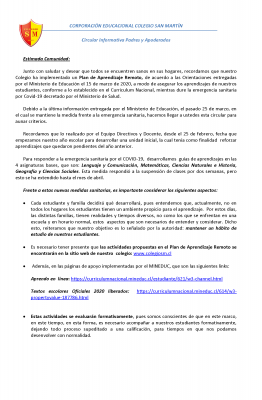 Circular Informativa Padres y Apoderados (COVID-19) | Colegio San Martín  Iquique